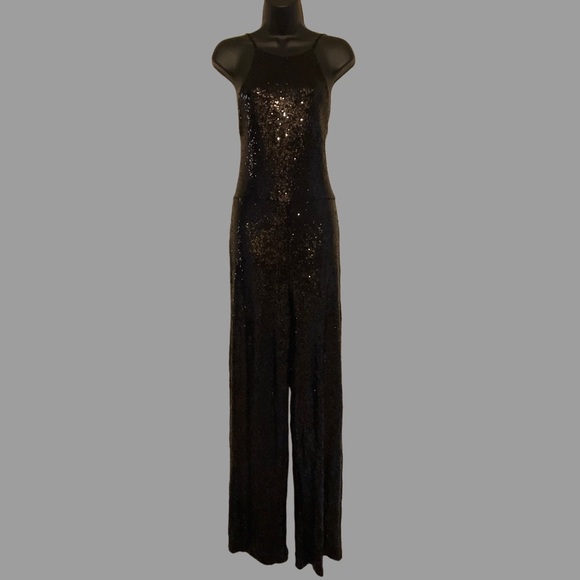 Premier Amour Pants - Elegant Black Sequin Jumpsuit
